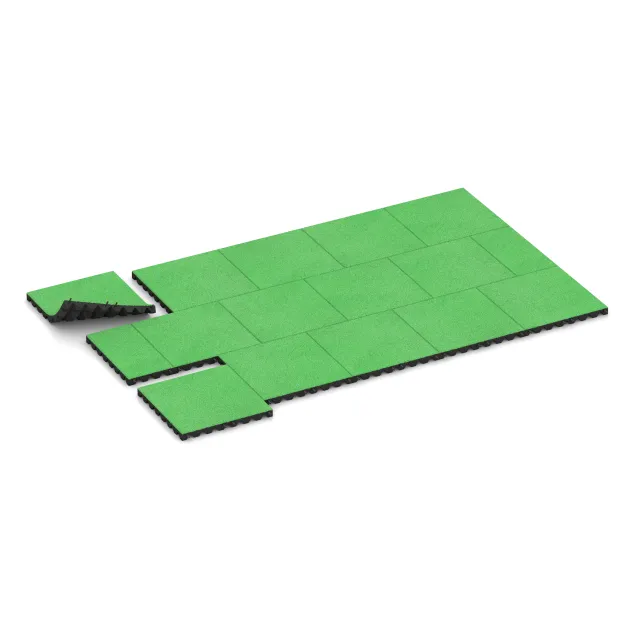 Typische Verlegung oder Einbausituation für den Artikel 0635 von WARCO - Dopadová gumená podložka na ihrisko, Farbton Jarná zelená in der Abmessung 500 x 500 x 45 mm.