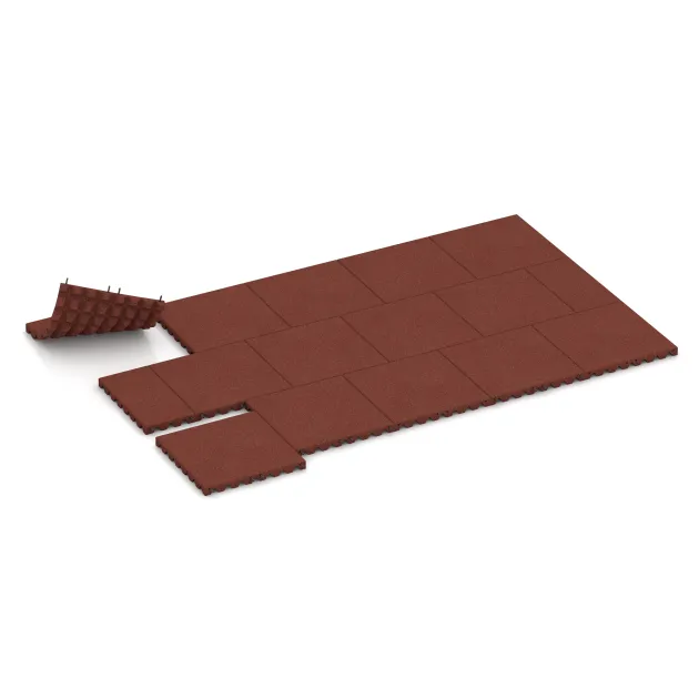 Typische Verlegung oder Einbausituation für den Artikel 0655 von WARCO - Ochranná stenová doska, Farbton Cihlovo červená in der Abmessung 500 x 500 x 45 mm.