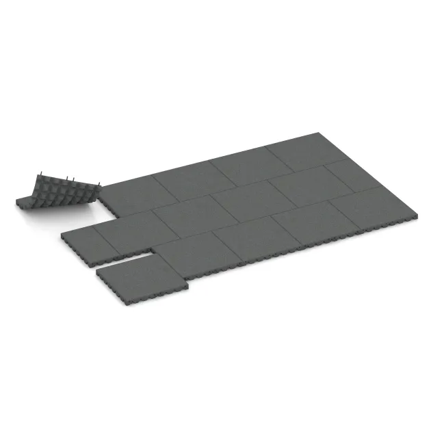 Typische Verlegung oder Einbausituation für den Artikel 0657 von WARCO - Ochranná stenová doska, Farbton Šedý bridlica in der Abmessung 500 x 500 x 45 mm.