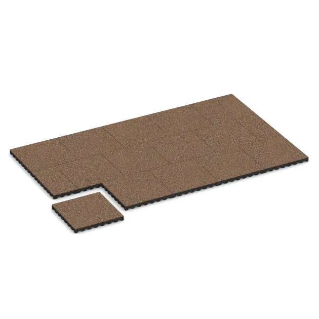 Typische Verlegung oder Einbausituation für den Artikel 5360 von WARCO - Dopadová gumená podložka na ihrisko, Farbton Kôra a Basto in der Abmessung 500 x 500 x 50 mm.