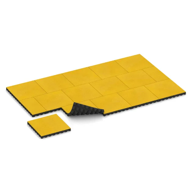 Typische Verlegung oder Einbausituation für den Artikel 0686 von WARCO - Dopadová gumená podložka na ihrisko, Farbton Citrónová žltá in der Abmessung 500 x 500 x 50 mm.