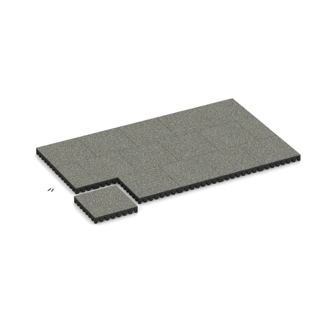 Typische Verlegung oder Einbausituation für den Artikel 5367 von WARCO - Dopadová gumená podložka na ihrisko, Farbton Šedý granit in der Abmessung 500 x 500 x 80 mm.