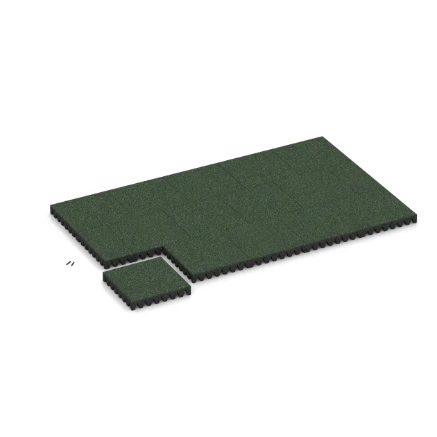 Typische Verlegung oder Einbausituation für den Artikel 5365 von WARCO - Dopadová gumená podložka na ihrisko, Farbton Anglická tráva in der Abmessung 500 x 500 x 80 mm.