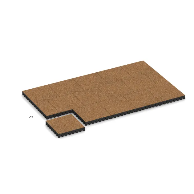 Typische Verlegung oder Einbausituation für den Artikel 5373 von WARCO - Dopadová gumená podložka na ihrisko, Farbton Terra Cotta in der Abmessung 500 x 500 x 80 mm.