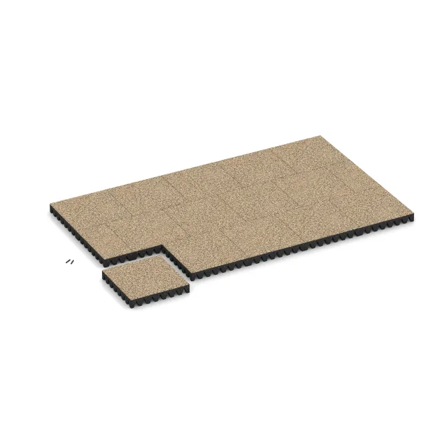 Typische Verlegung oder Einbausituation für den Artikel 5374 von WARCO - Dopadová gumená podložka na ihrisko, Farbton Travertín in der Abmessung 500 x 500 x 80 mm.