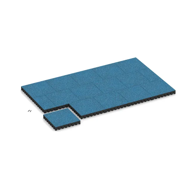 Typische Verlegung oder Einbausituation für den Artikel 5375 von WARCO - Dopadová gumená podložka na ihrisko, Farbton Atlantic in der Abmessung 500 x 500 x 80 mm.