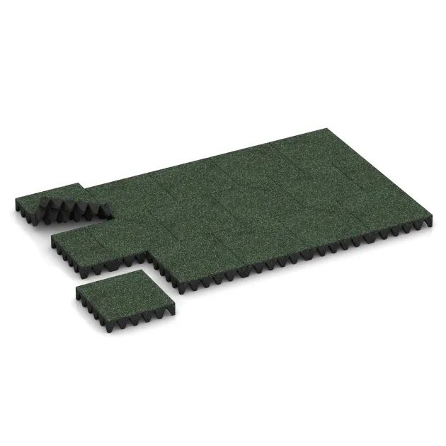 Typische Verlegung oder Einbausituation für den Artikel 3709 von WARCO - Dopadová gumená podložka na ihrisko, Farbton Anglická tráva in der Abmessung 500 x 500 x 100 mm.