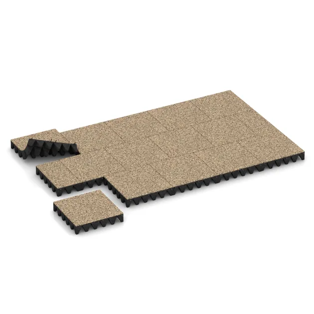 Typische Verlegung oder Einbausituation für den Artikel 3699 von WARCO - Dopadová gumená podložka na ihrisko, Farbton Travertín in der Abmessung 500 x 500 x 100 mm.
