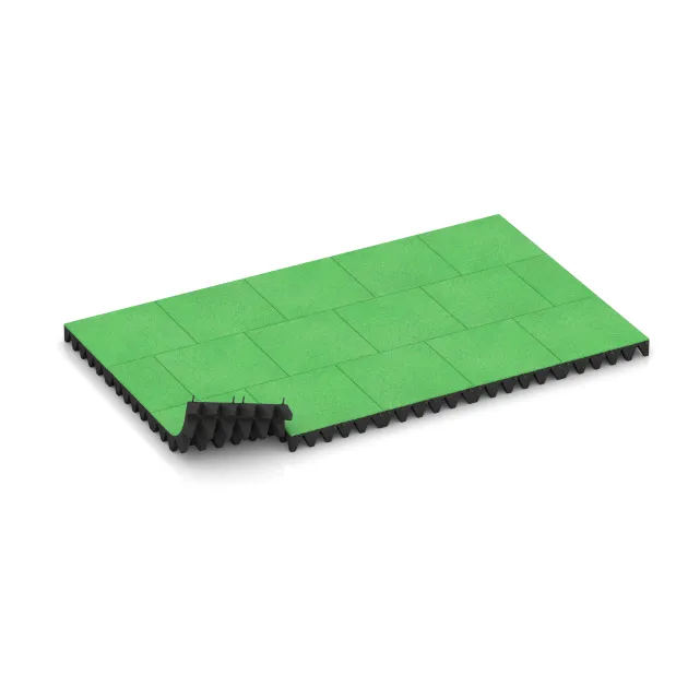 Typische Verlegung oder Einbausituation für den Artikel 0739 von WARCO - Dopadová gumená podložka na ihrisko, Farbton Jarná zelená in der Abmessung 500 x 500 x 100 mm.