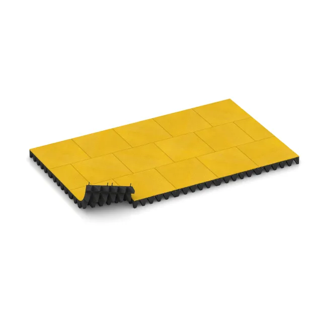 Typische Verlegung oder Einbausituation für den Artikel 0740 von WARCO - Dopadová gumená podložka na ihrisko, Farbton Citrónová žltá in der Abmessung 500 x 500 x 100 mm.