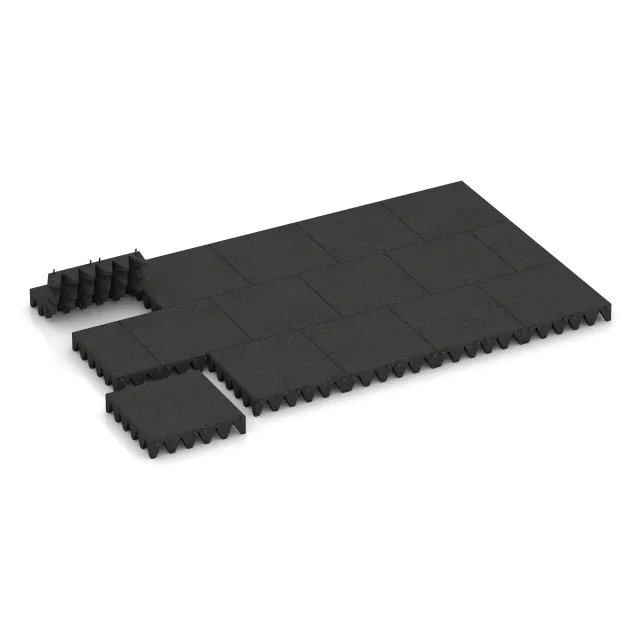 Typische Verlegung oder Einbausituation für den Artikel 0744 von WARCO - Dopadová gumená podložka na ihrisko, Farbton Antracit in der Abmessung 500 x 500 x 100 mm.