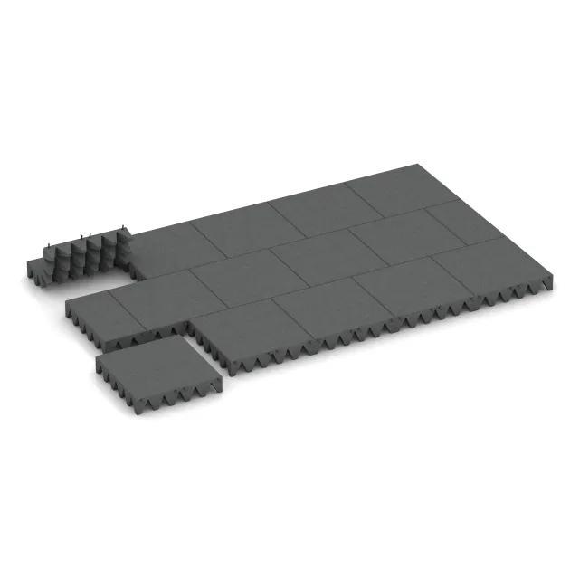 Typische Verlegung oder Einbausituation für den Artikel 0747 von WARCO - Dopadová gumená podložka na ihrisko, Farbton Šedý bridlica in der Abmessung 500 x 500 x 100 mm.