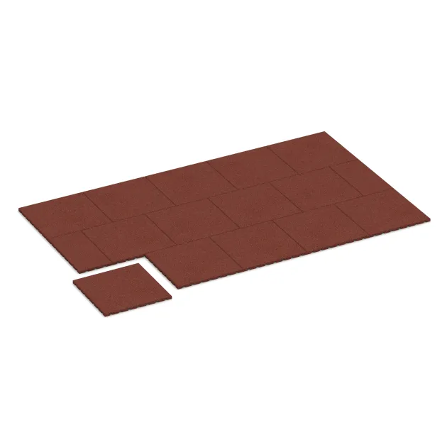 Typische Verlegung oder Einbausituation für den Artikel 0527 von WARCO - Ochranná stenová doska, Farbton Cihlovo červená in der Abmessung 500 x 500 x 25 mm.