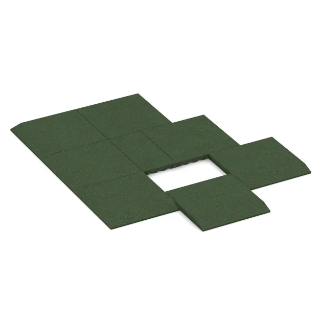 Typische Verlegung oder Einbausituation für den Artikel 0429 von WARCO - Edge tile (one chamfered side), Farbton Trávová zelená in der Abmessung 500 x 500 x 40 mm.