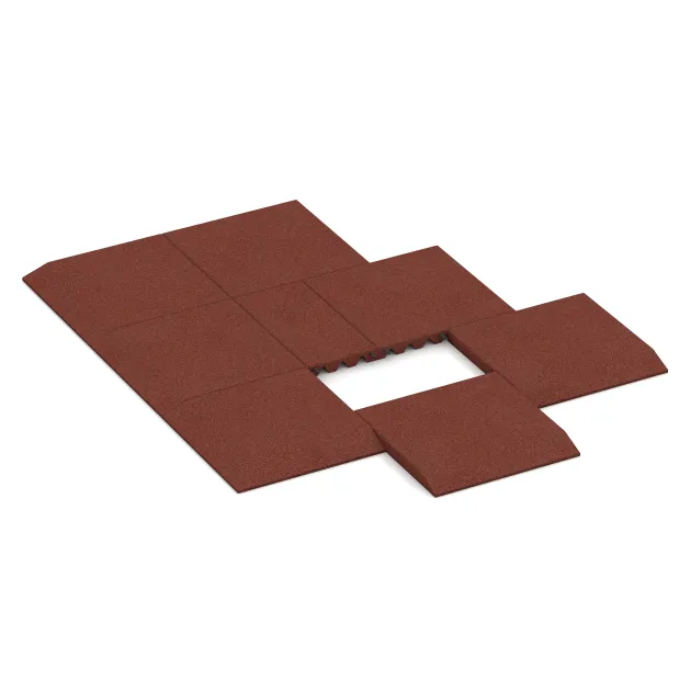 Typische Verlegung oder Einbausituation für den Artikel 0432 von WARCO - Edge tile (one chamfered side), Farbton Cihlovo červená in der Abmessung 500 x 500 x 45 mm.