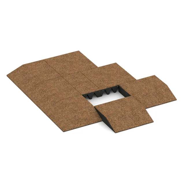 Typische Verlegung oder Einbausituation für den Artikel 3811 von WARCO - Edge tile (one chamfered side), Farbton Terra Cotta in der Abmessung 500 x 500 x 100 mm.