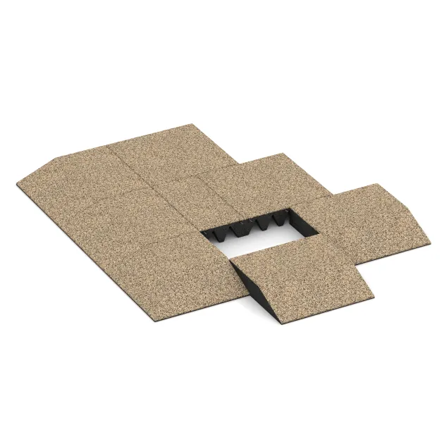 Typische Verlegung oder Einbausituation für den Artikel 3810 von WARCO - Edge tile (one chamfered side), Farbton Travertín in der Abmessung 500 x 500 x 100 mm.