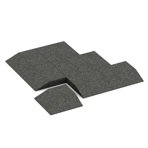 Typische Verlegung oder Einbausituation für den Artikel 3833 von WARCO - Corner tile (two chamfered sides), Farbton Tmavý šedý granit in der Abmessung 500 x 500 x 100 mm.