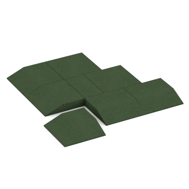 Typische Verlegung oder Einbausituation für den Artikel 0501 von WARCO - Corner tile (two chamfered sides), Farbton Trávová zelená in der Abmessung 500 x 500 x 100 mm.