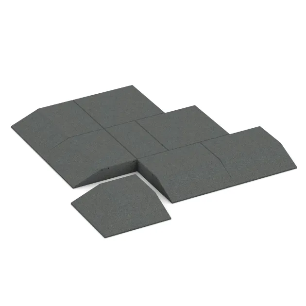 Typische Verlegung oder Einbausituation für den Artikel 0502 von WARCO - Corner tile (two chamfered sides), Farbton Šedý bridlica in der Abmessung 500 x 500 x 100 mm.