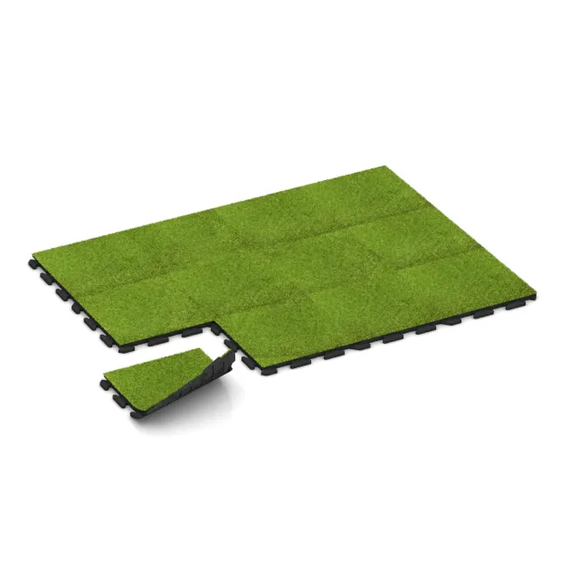 Typische Verlegung oder Einbausituation für den Artikel 4087 von WARCO - Podlahová krytina pre psy, Farbton Zelená umelá tráva in der Abmessung 500 x 500 x 30 mm.