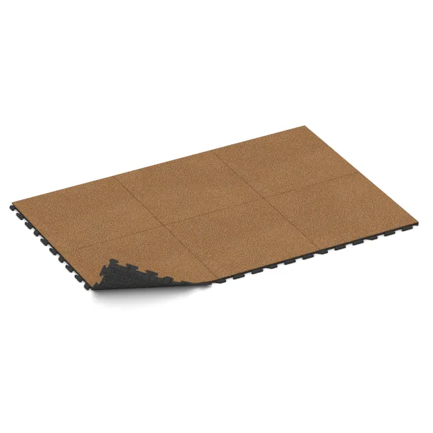 Typische Verlegung oder Einbausituation für den Artikel 1602 von WARCO - Fitness gumové dlaždice Classic, Farbton Terra Cotta in der Abmessung 1000 x 1000 x 30 mm.