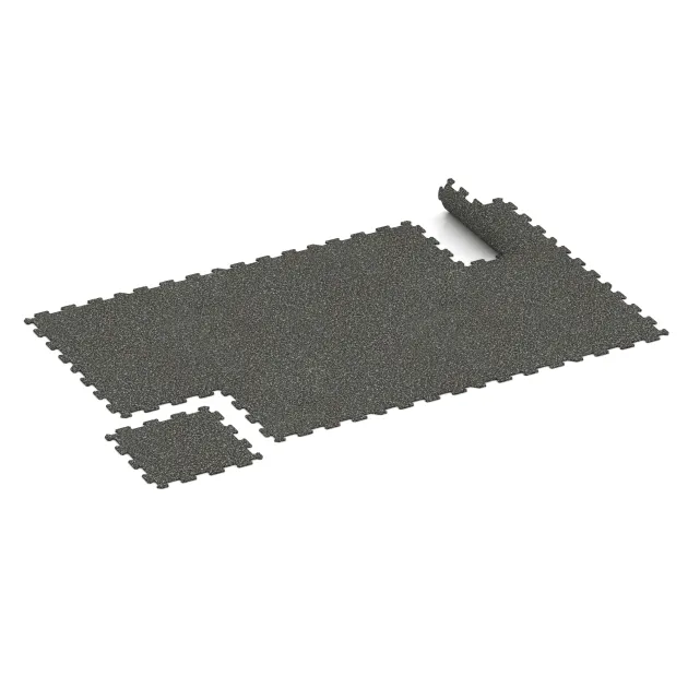 Typische Verlegung oder Einbausituation für den Artikel 0882 von WARCO - Športová podlaha Kompakt, Farbton Tmavý šedý granit in der Abmessung 485 x 485 x 8 mm.