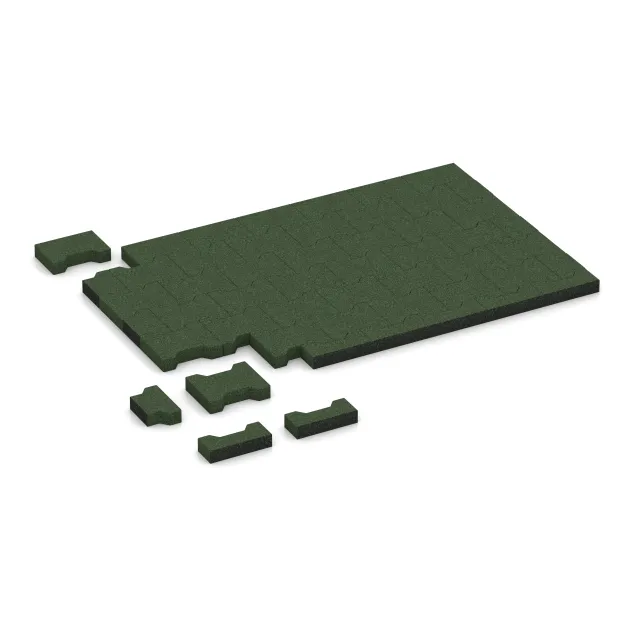 Typische Verlegung oder Einbausituation für den Artikel 3655 von WARCO - Gumená zámková dlažba, Farbton Trávová zelená in der Abmessung 200 x 165 x 43 mm.
