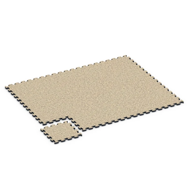 Typische Verlegung oder Einbausituation für den Artikel 6883 von WARCO - Fitnes podlaha Max, Farbton Travertín in der Abmessung 44,6 x 44,6 × 2,8 cm.