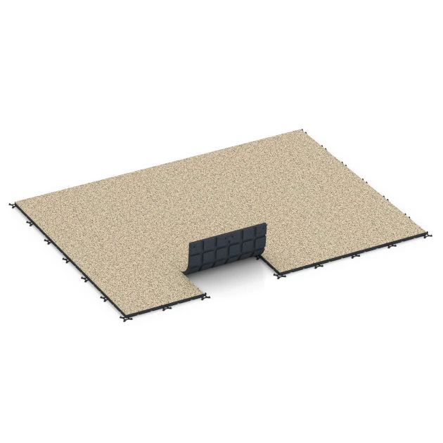 Typische Verlegung oder Einbausituation für den Artikel 7138 von WARCO - Športová podlaha pre vonkajšie fitness, Farbton Travertín in der Abmessung 60 x 60 x 3 cm | 0,36 m².