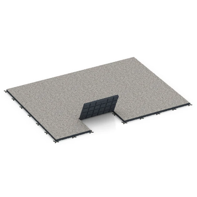 Typische Verlegung oder Einbausituation für den Artikel 7142 von WARCO - Športová podlaha pre vonkajšie fitness, Farbton Sivá žula in der Abmessung 60 x 60 x 4 cm | 0,36 m².