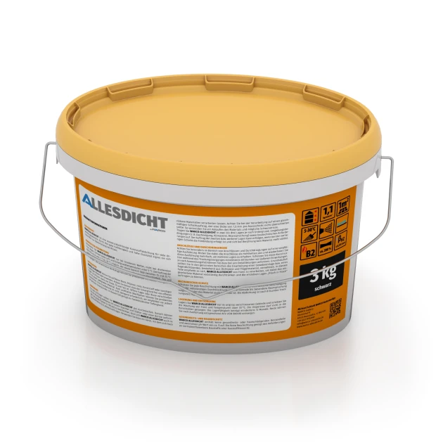 Foto der hinteren Seite vom unsymmetrischen WARCO-Formteil 0035: ALLESDICHT – Hydroizolácia, Design Čierna, Maße 3 kg | 0,9 m².