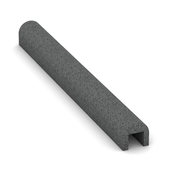 Foto der hinteren Seite vom unsymmetrischen WARCO-Formteil 2589: Rubber Kerb Cap, Design Šedý bridlica, Maße 1000 x 100 x 100 x 60 mm.