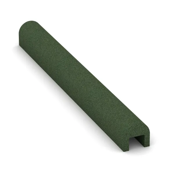 Foto der hinteren Seite vom unsymmetrischen WARCO-Formteil 2582: Rubber Kerb Cap, Design Trávová zelená, Maße 1000 x 100 x 100 x 50 mm.